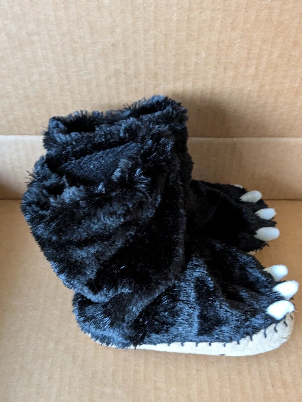 Slippers Little Blue House Cozy Black Fuzzy Bear Paw Slippers
